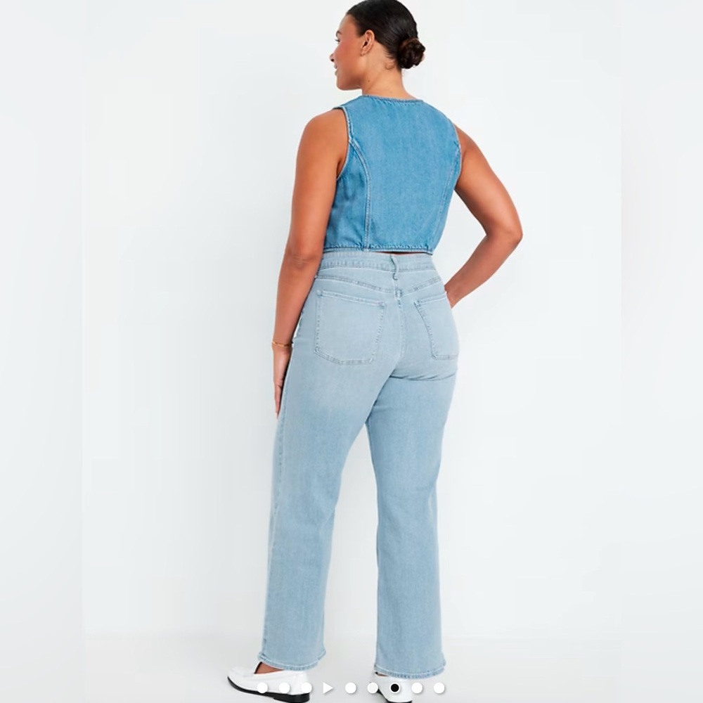 🆕 Old Navy Women's High-Waisted Wow Wide-Leg Jeans Light Wash 10 Regular M - Picture 4 of 16